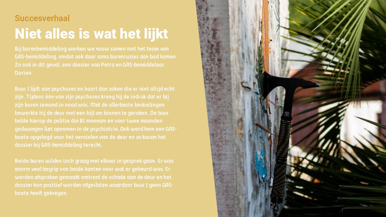 Succesverhaal Niet alles is wat het lijkt - burenbemiddeling_jaarverslag