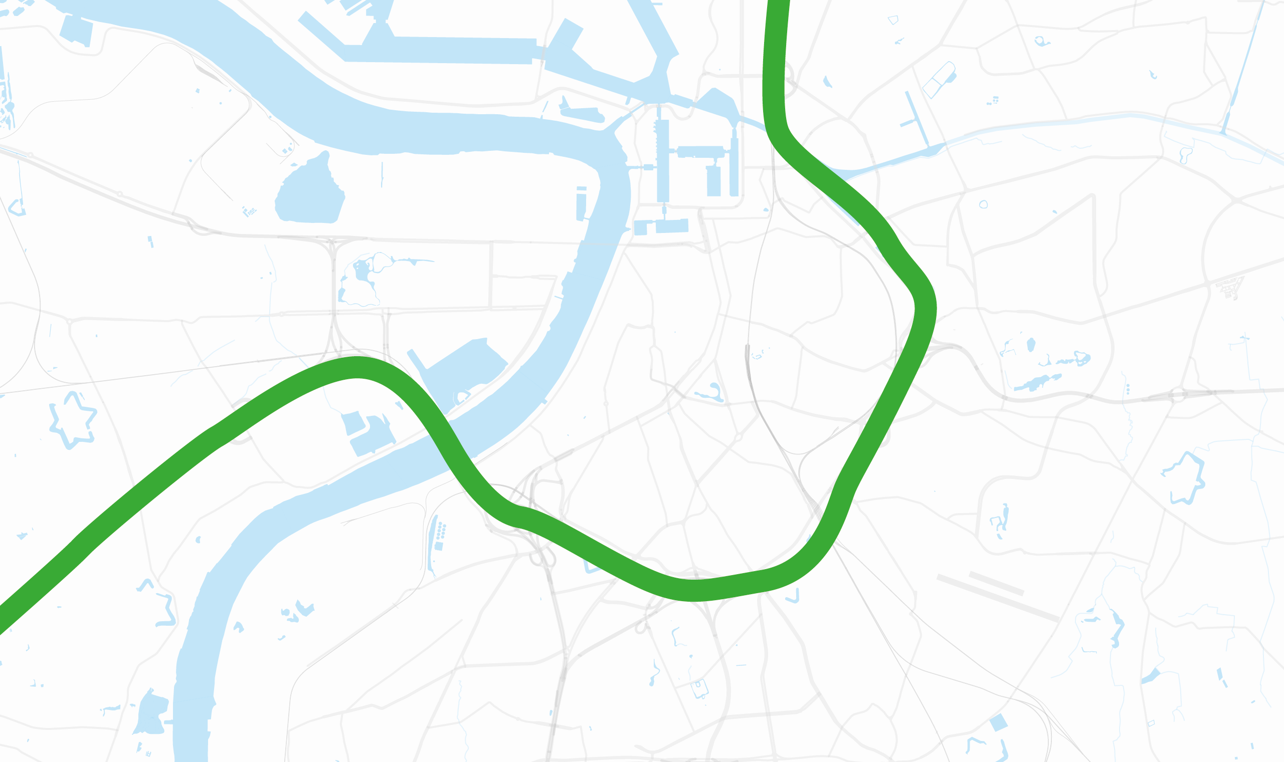 Kaart van stad Antwerpen met de ring op aangeduid