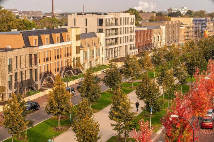 Referentiebeeld van een groene woonstraat