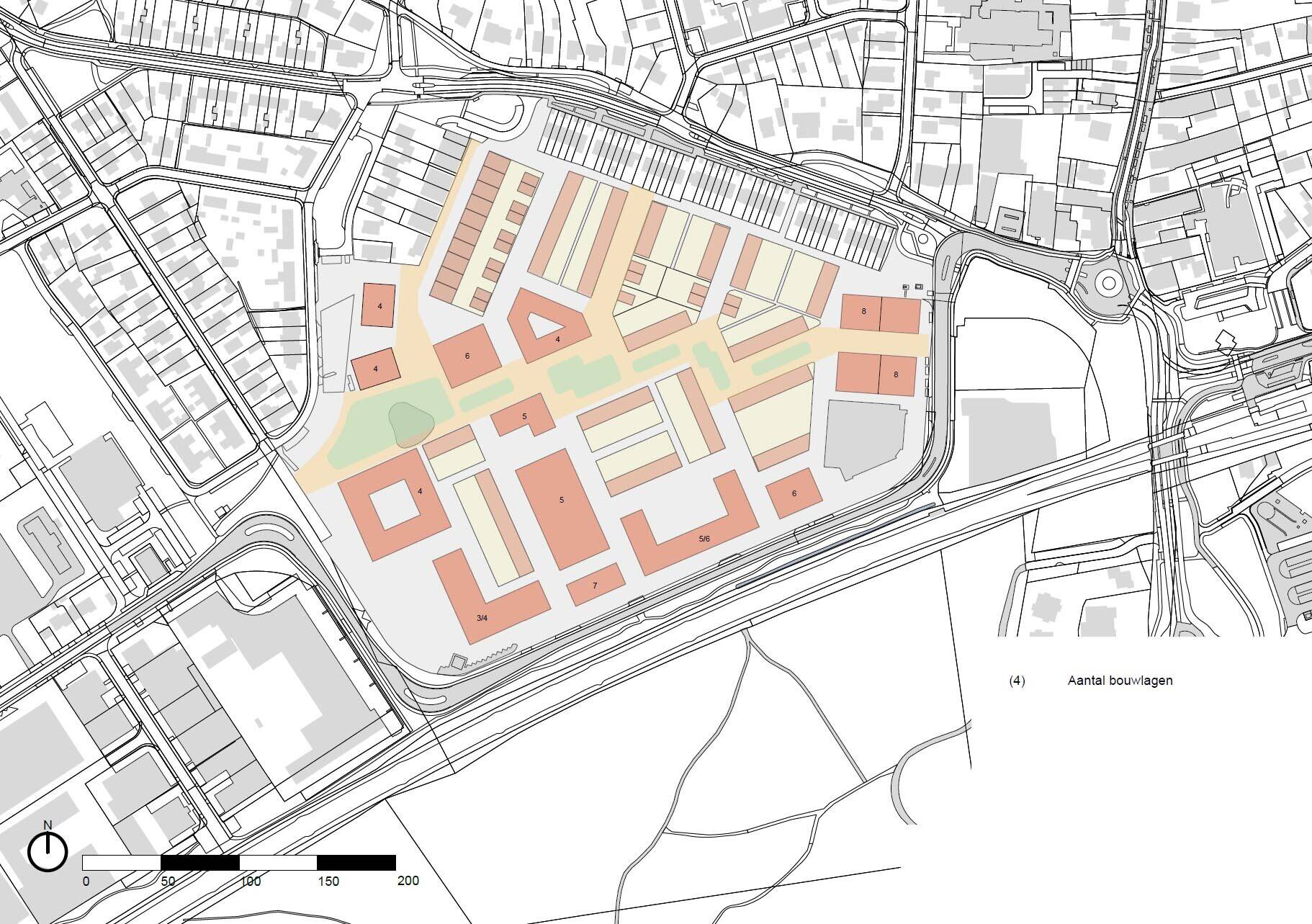 Kaart van het stedenbouwkundig plan variant concept