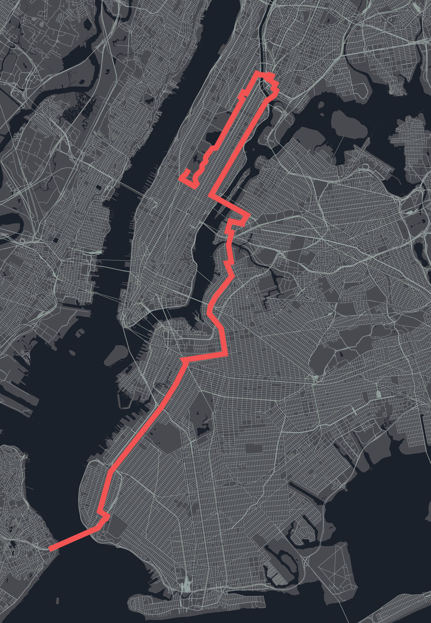 A map of the New York City Marathon route.