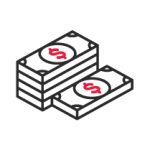 An icon showing two stacks of bills