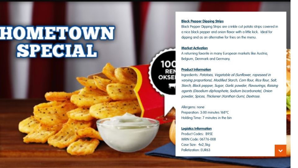 Black Pepper Dipping Strips McDonald's Catalogue