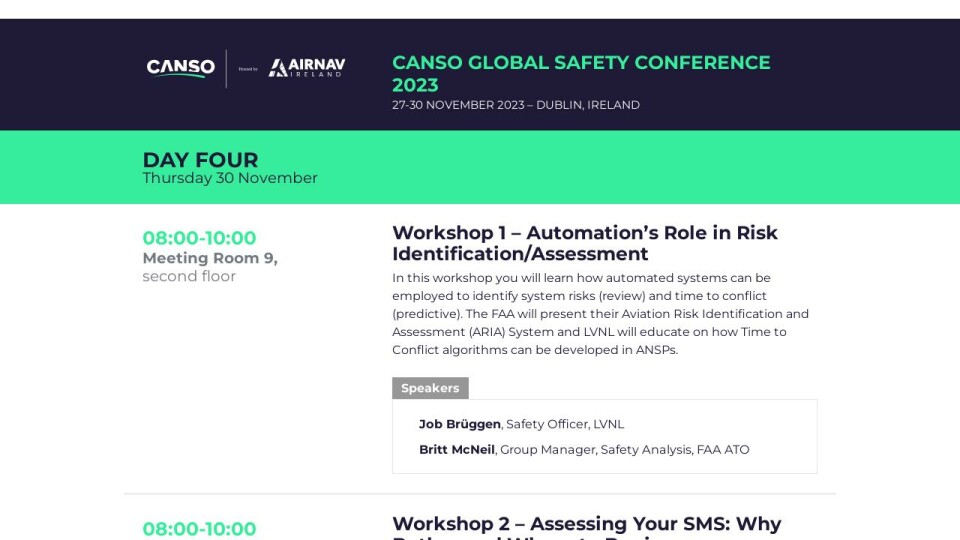 Day 4 Thursday 30 November Canso Global Safety Conference 2023