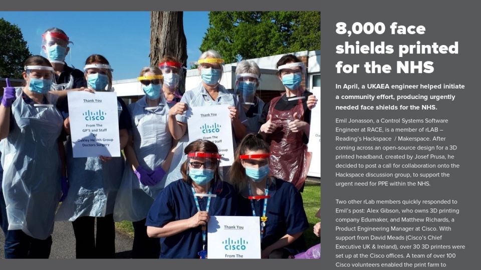 8,000 face shields printed for the NHS - RACE August 2020 Newsletter