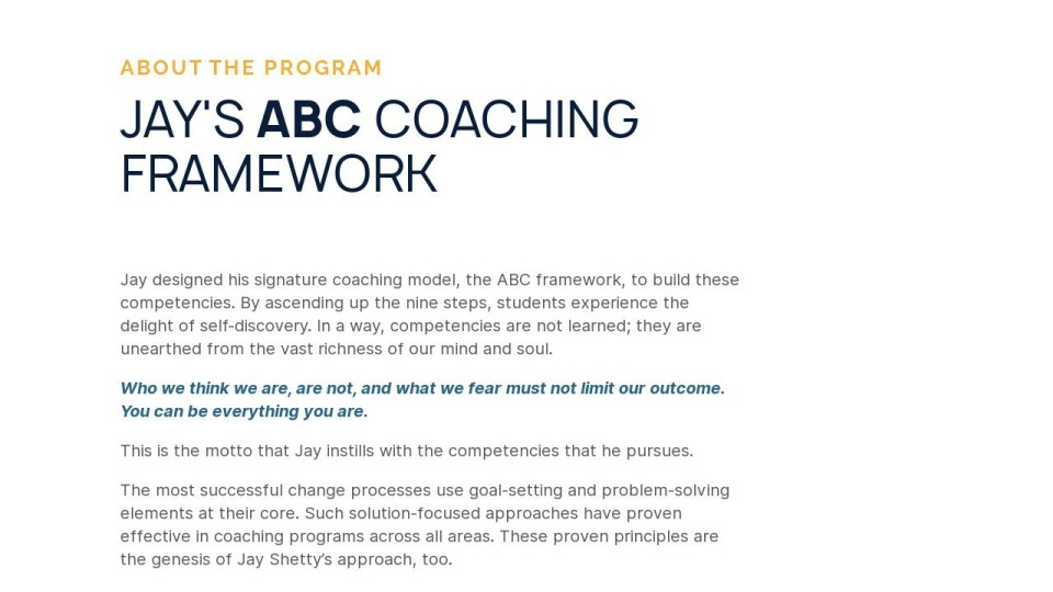 Jay s ABC coaching Framework Pathway Jay Shetty Certification