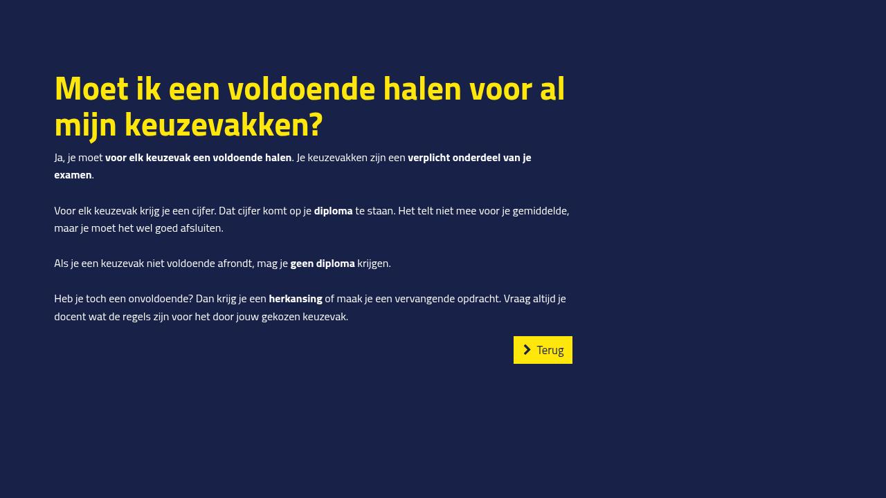 Moet ik een voldoende halen voor al mijn keuzevakken? - Keuzevakkengids