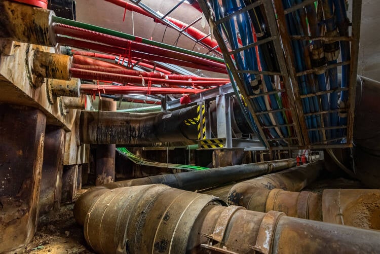 Onder de Zuidas ligt de Integrale Leidingen Tunnel (ILT) waar alle ondergrondse leidingen, netwerken en andere voorzieningen in een tunnel liggen. Voor onderhoud en uitbreiding hoeft de straat niet iedere keer opengebroken te worden.
Foto: Alphons Nieuwenhuis