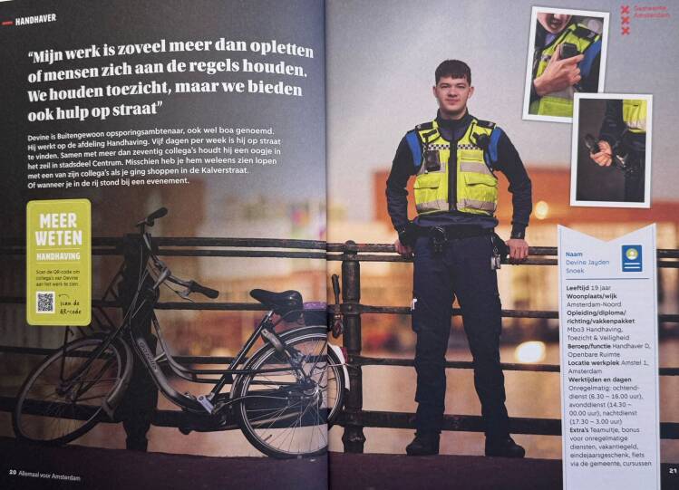 Foto van een artikelpagina in het magazine Allemaal voor Amsterdam