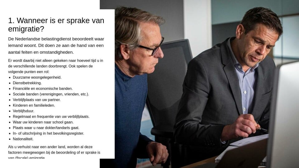 Wanneer is er sprake van emigratie - Fiscale gevolgen bij emigratie