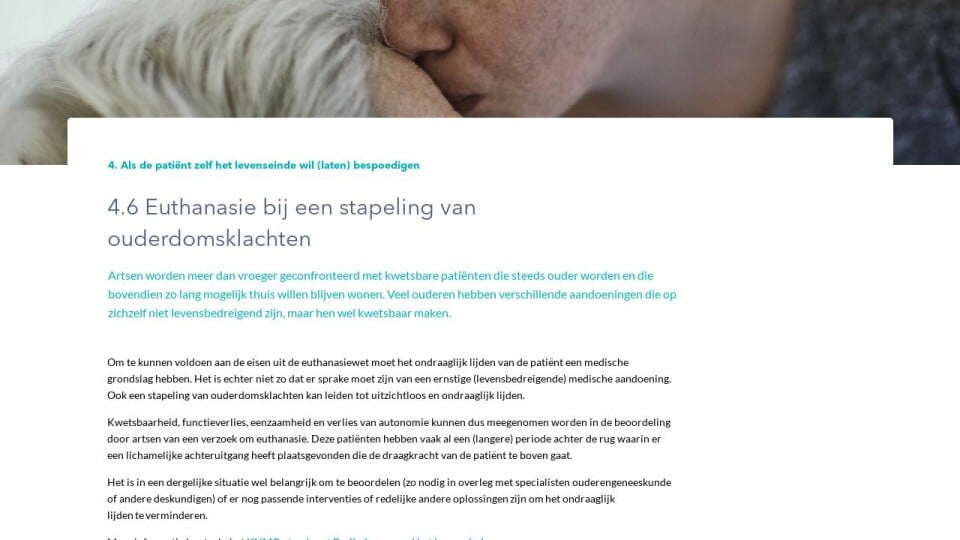 Euthanasie Bij Een Stapeling Van Ouderdomsklachten Knmg Tijdig Praten Over Het Levenseinde