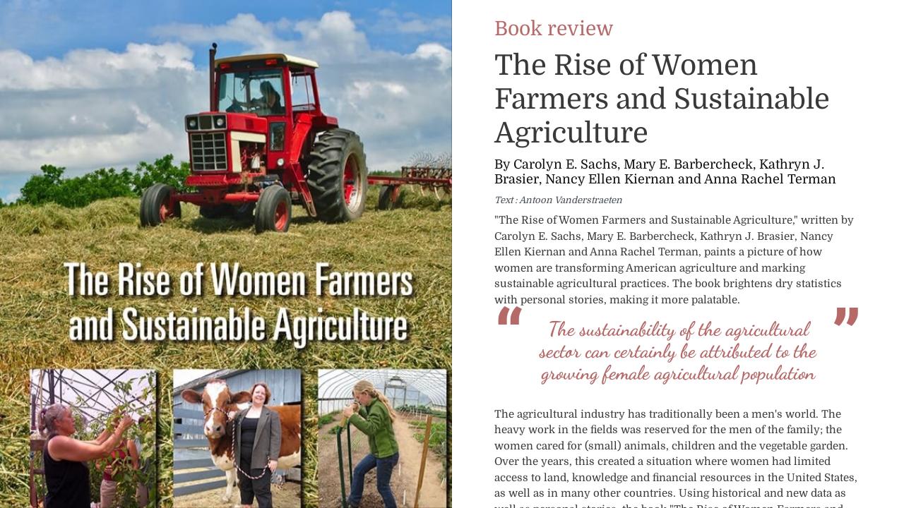 Book review - The Rise of Women Farmers and Sustainable Agriculture ...