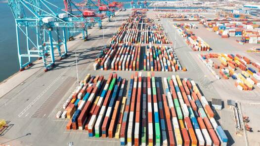 Containers at the container terminal in the Port of Gothen Gothenburg.