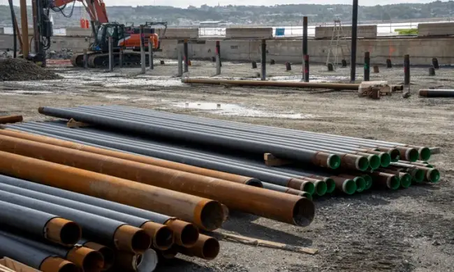 Recycled steel during the construction of Skandia Gateway.