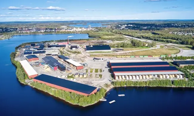 Aerial view of the intermodel terminal in Piteå.