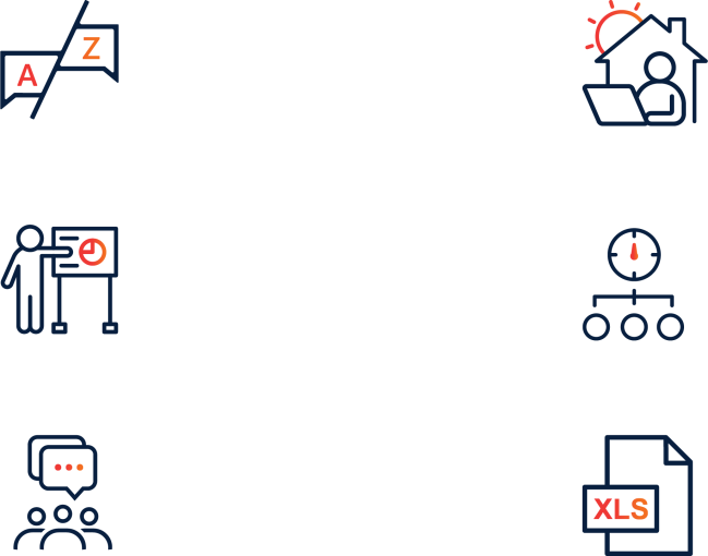 Icons showing examples of soft skills training