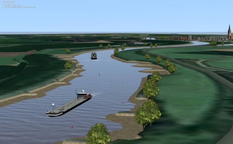 Visual representation of the Gelderse IJssel river flowing towards Doesburg.