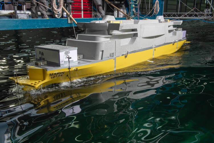 Model tests in waves.