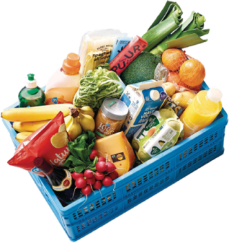 krat met boodschappen