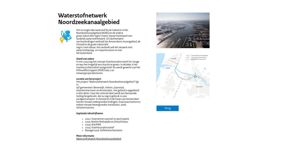 Projectdetailpagina NH_Waterstofnetwerk Noordzeekanaalgebied ...