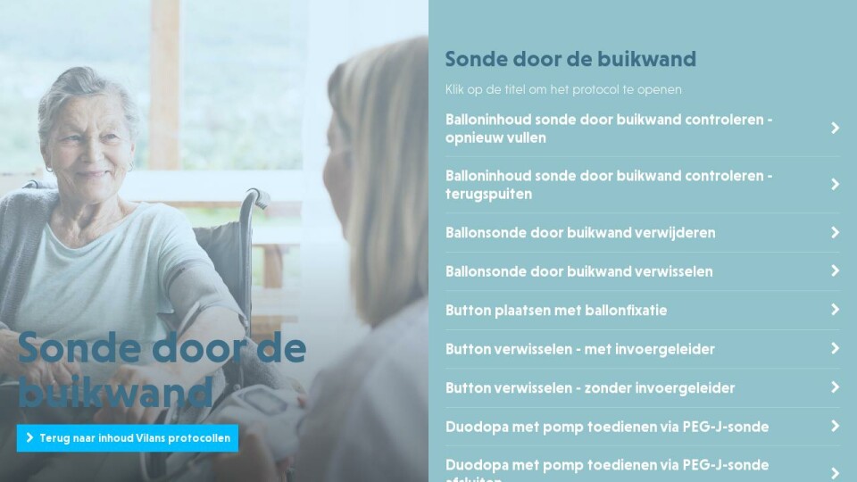 Vilans - Sonde door de buikwand - Zorg protocollen