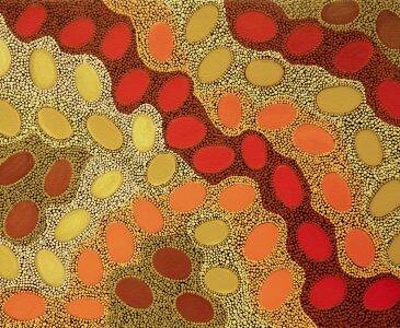 Wajarri Yamaji Artwork 'Meteorites' by Margaret Whitehurst. Inspired by the stars that shine over Wajarri country in Western Australia&rsquo;s Mid-West.