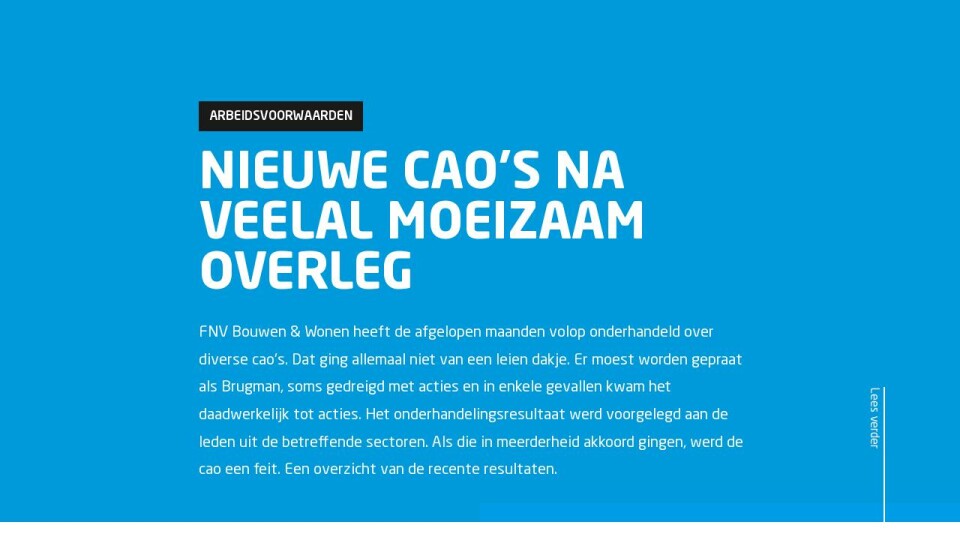 Nieuwe Cao's - FNV Magazine Bouwen & Wonen #1 | 2024