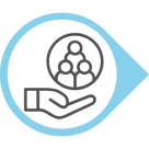 grijze druppel met middenin een pictogram van figuren die hand in hand staan