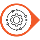 pictogram van een tandwiel in een roze druppelvorm