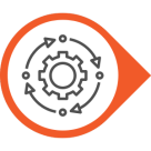 pictogram van een tandwiel in een roze druppelvorm