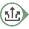 groene druppelvorm met middenin een pictogram van pijlen die omhoog wijzen