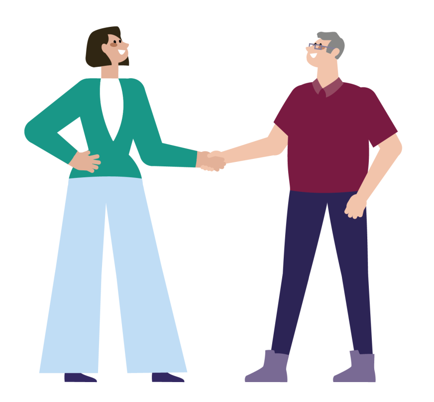 Een partner en leverancier schudden elkaar de hand