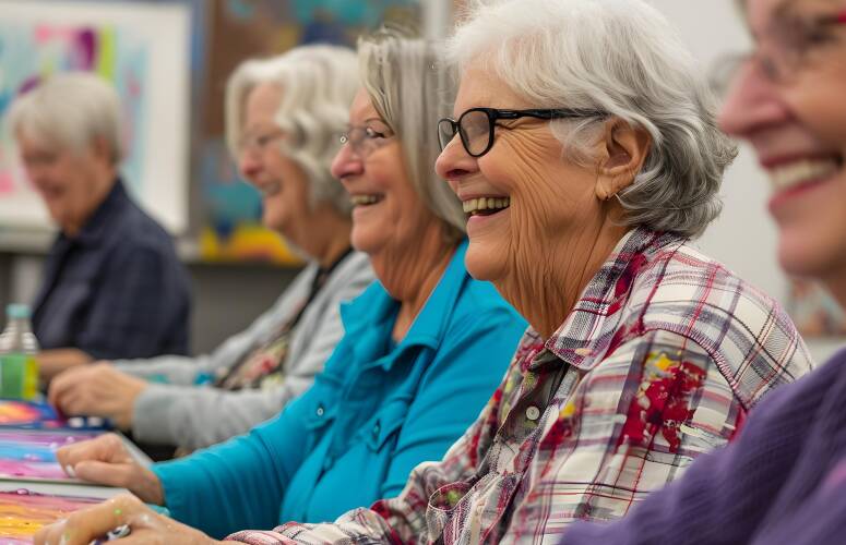Bewoners in gesprek en activiteit tijdens project voor gezond en zelfstandig wonen.