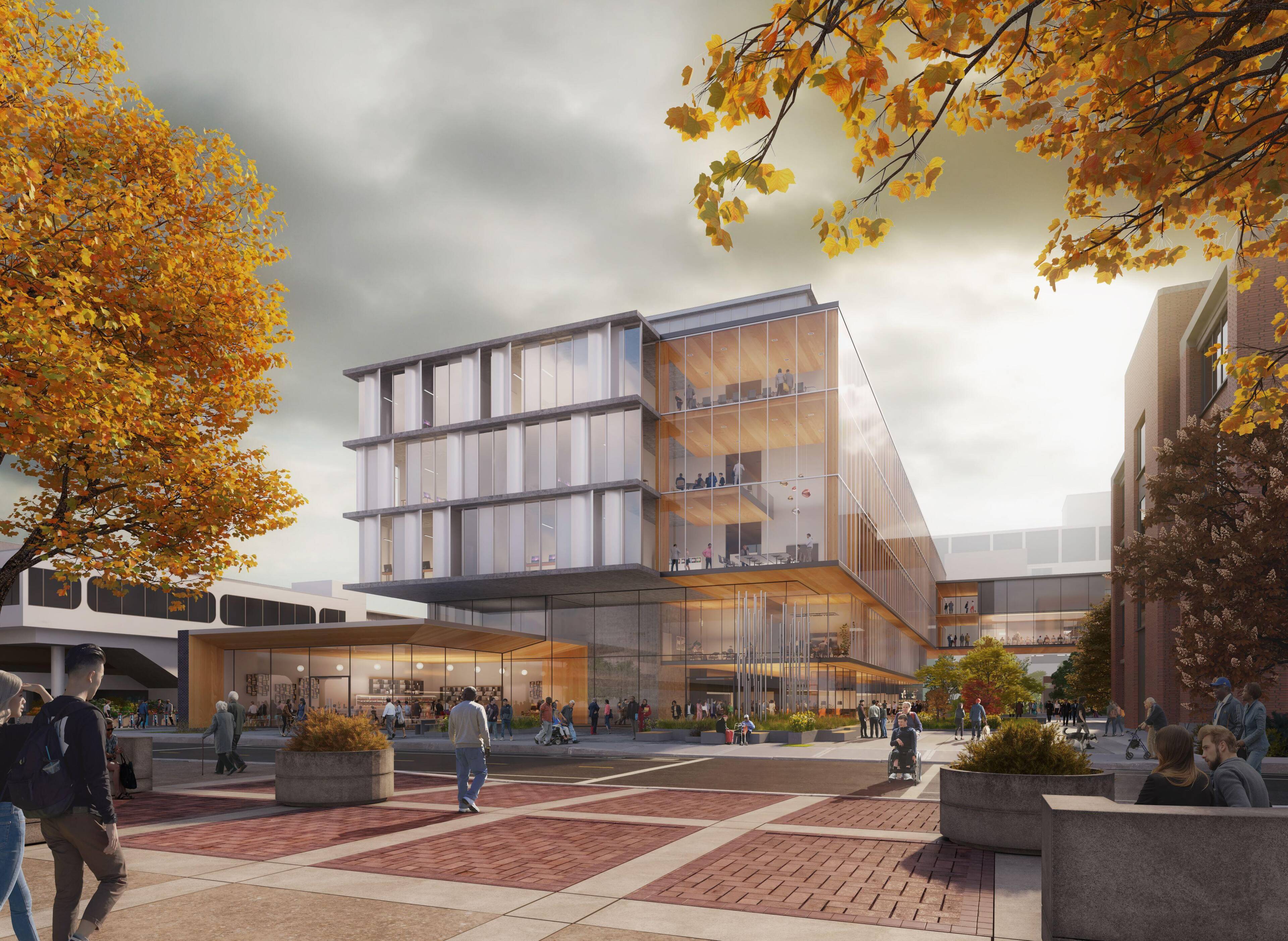 A rendered image of the forthcoming Drug Discovery and Cancer Research Pavilion.