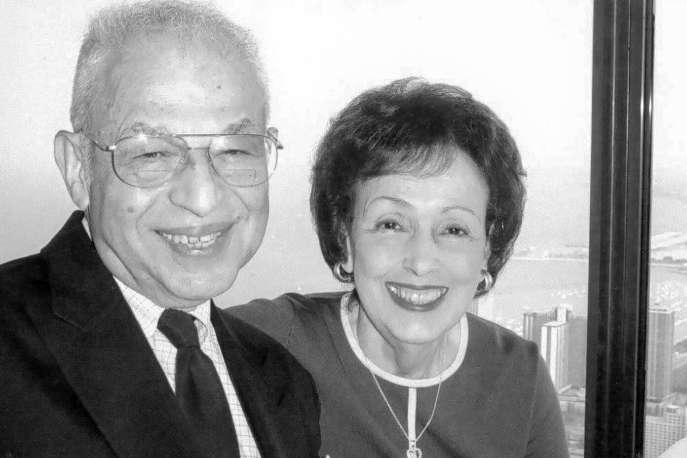 A monochrome photo of Herbert Retzky and Carol Retzky.