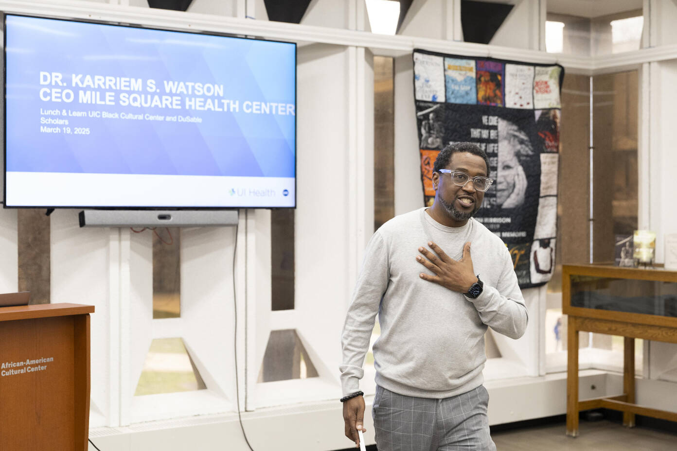 Roddric Sims at the Lunch & Learn UIC Black Cultural Center and DuSable SCholars.