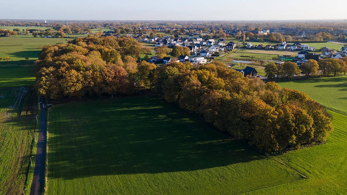 Luchtfoto van bos en landerijen