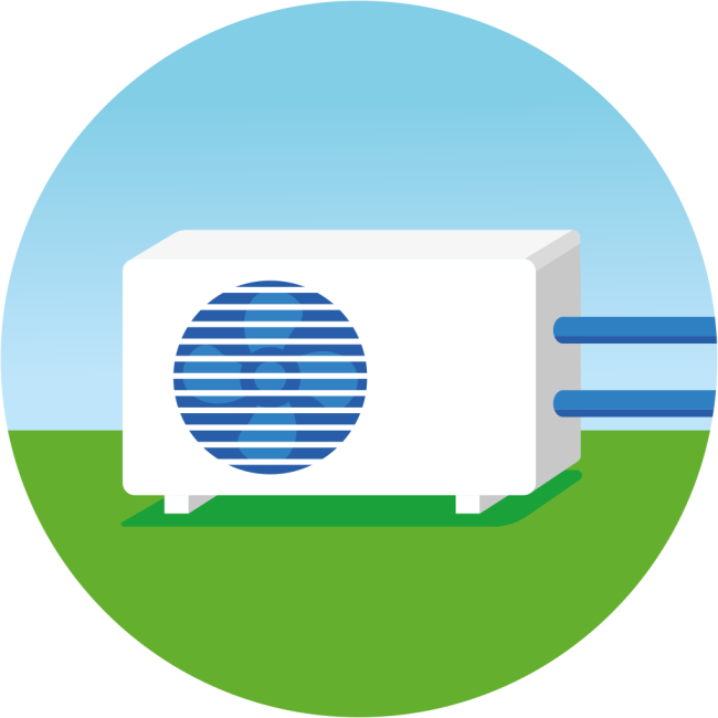 Illustratie van een warmtepomp