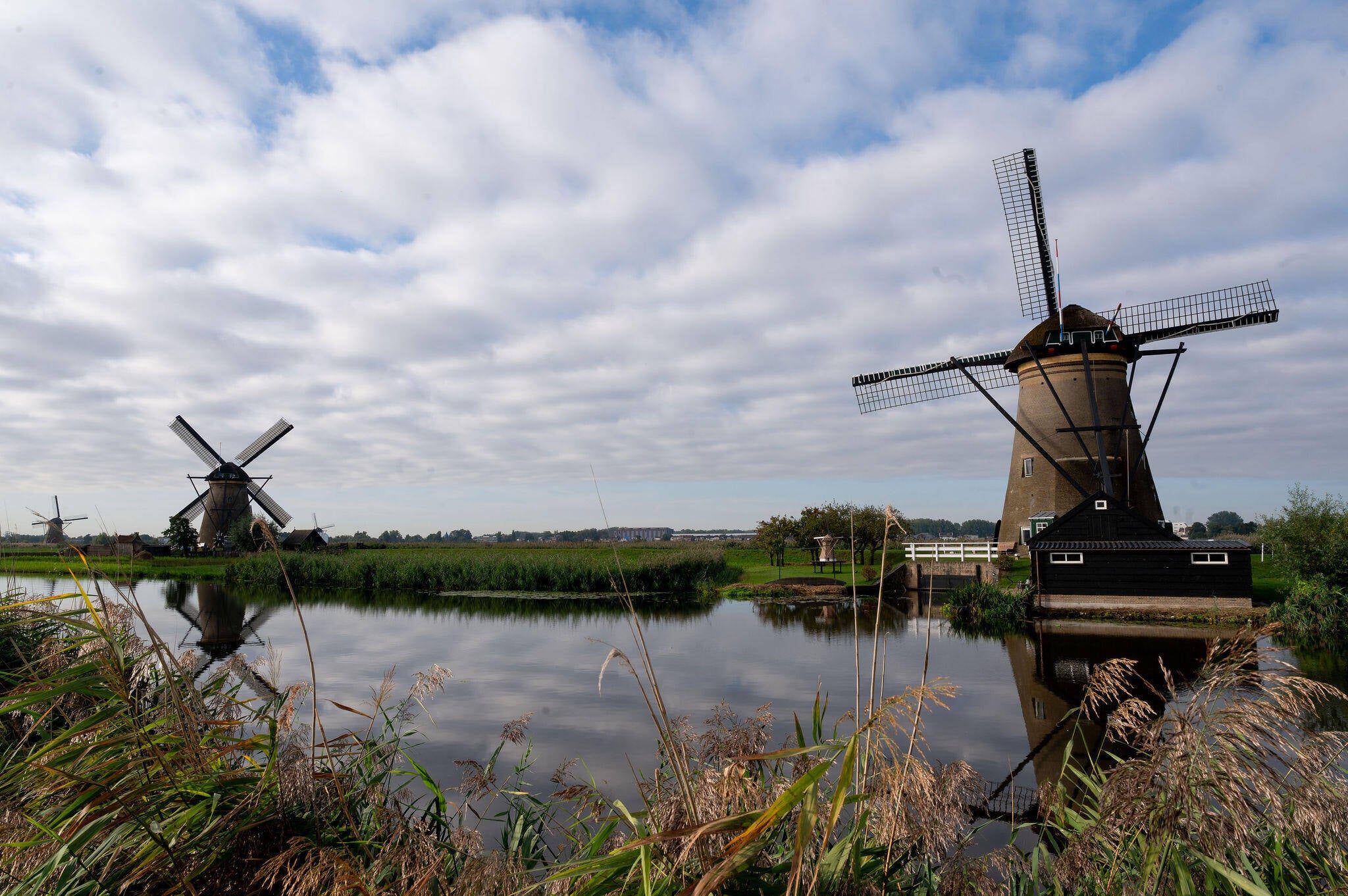Foto van de molens bij Kinderdijk
