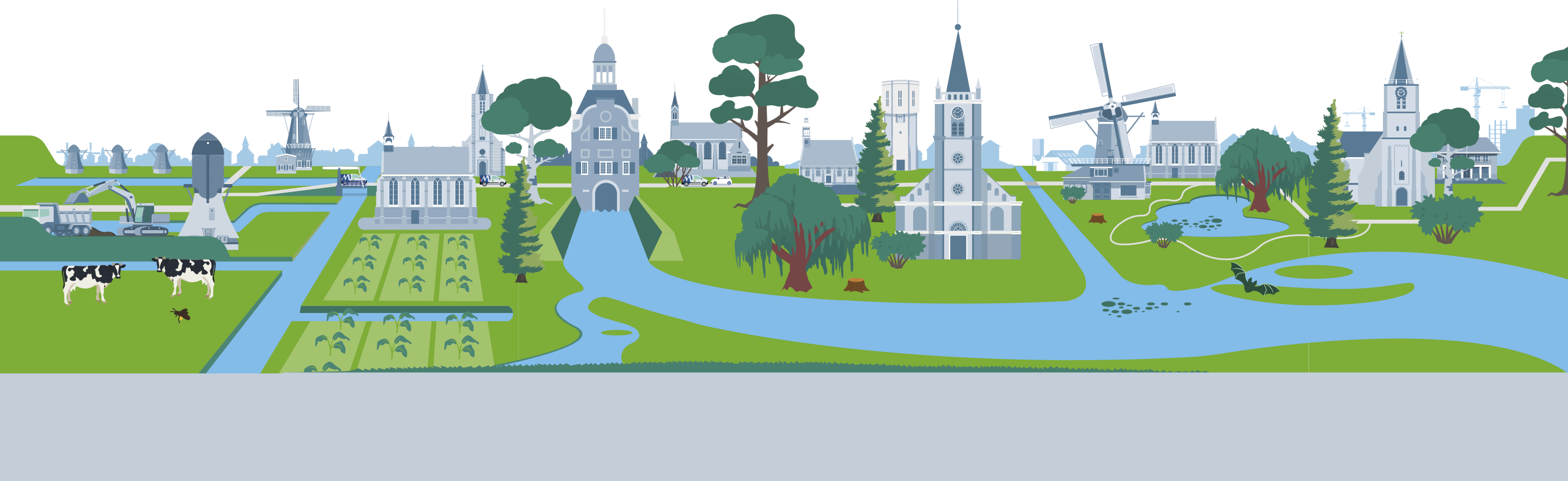 Skyline met markante gebouwen van de gemeente Molenlanden