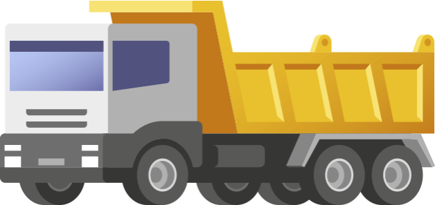 illustratie van een kiepwagen werkend aan de dijk