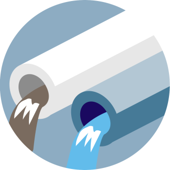 Illustratie van een gesplitst riool