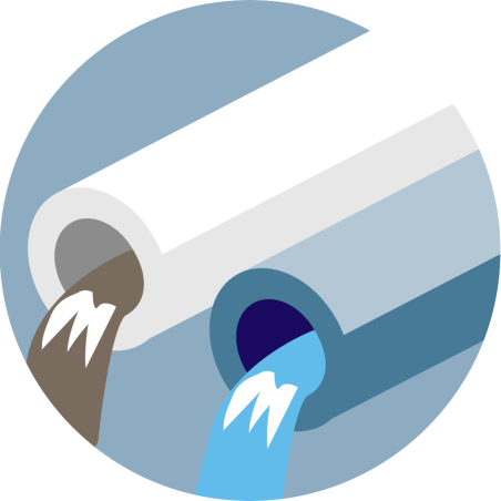 Illustratie van een gesplitst riool