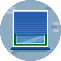 illustratie van een rolluik om woning koel te houden.