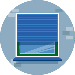 illustratie van een rolluik om woning koel te houden.