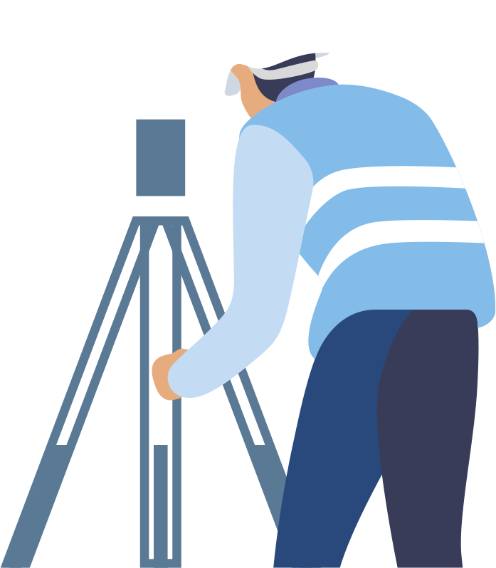 Illustratie van een landmeter