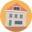 Illustratie van verzakt huis door de droogte