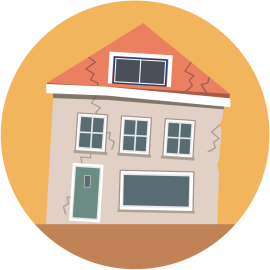 Illustratie van verzakt huis door de droogte