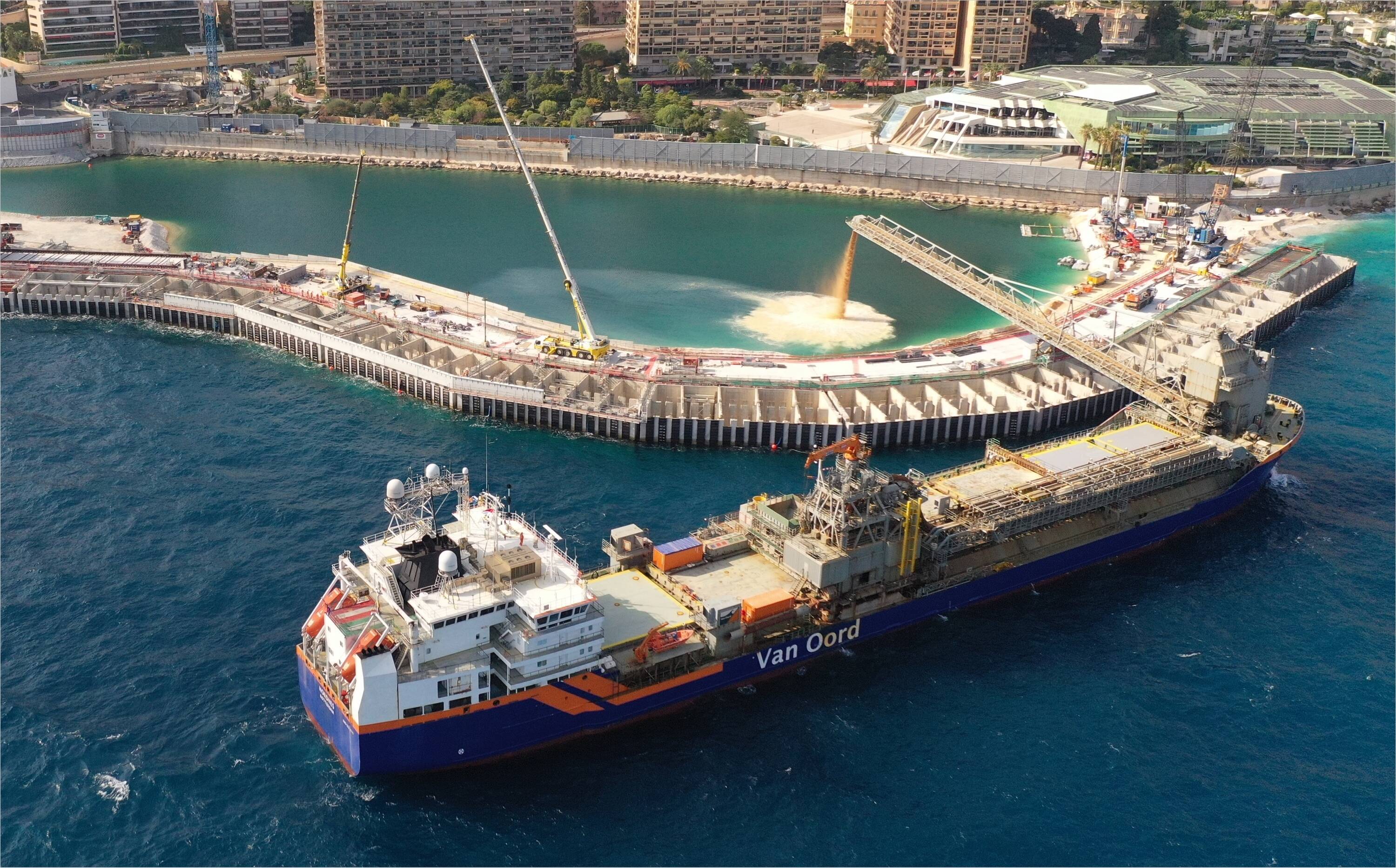 Van Oord vessel pumping Sand into a Dock