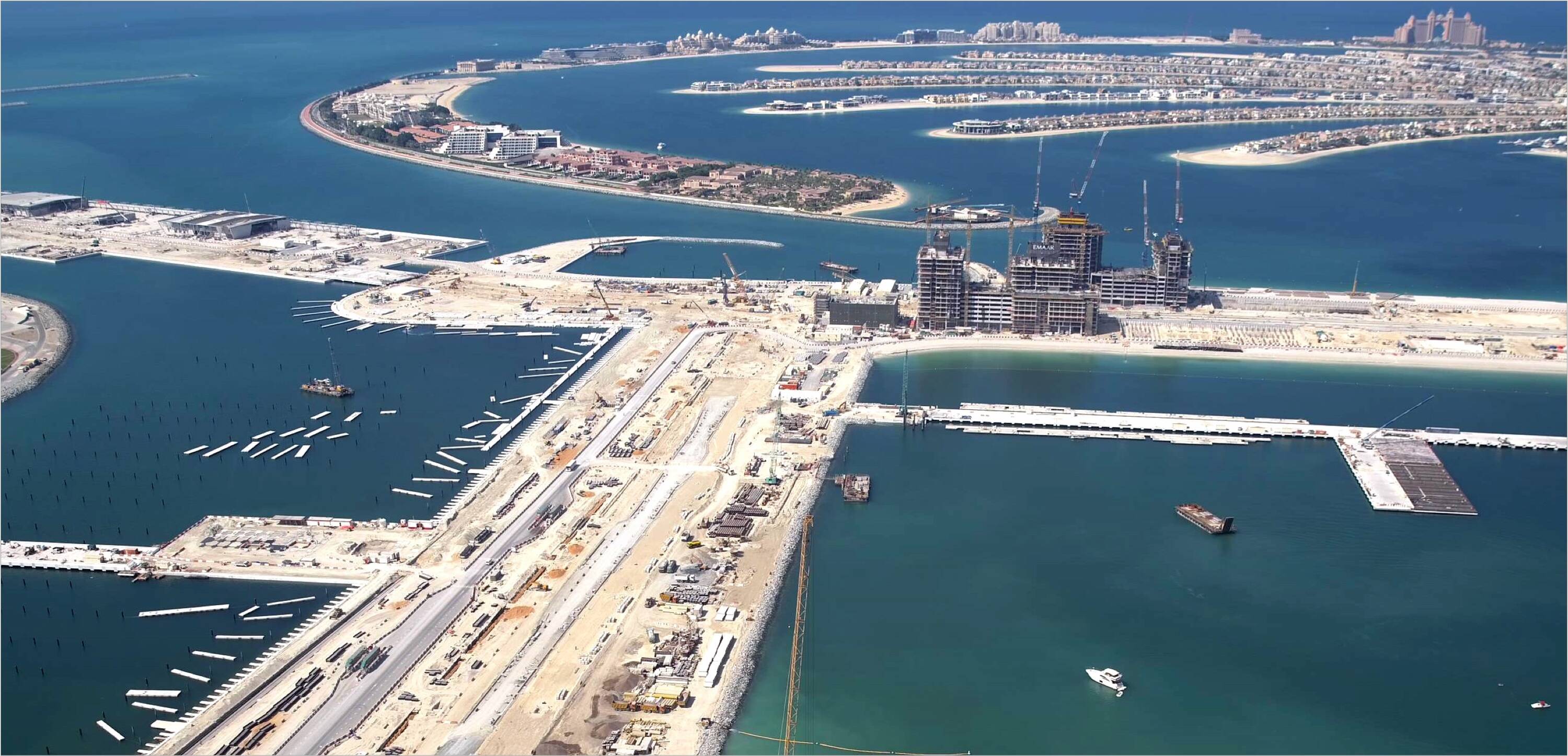 Dubai dock area shown from the sky